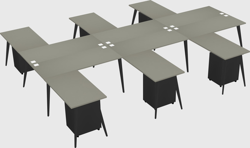 Shared l-shaped office desk system