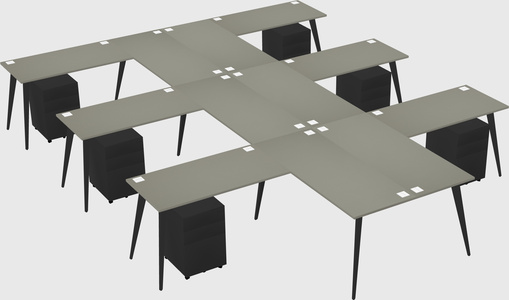 Shared l-shaped office desk system
