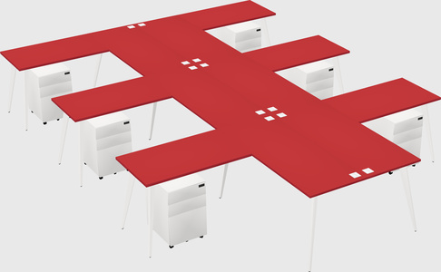 Shared l-shaped office desk system