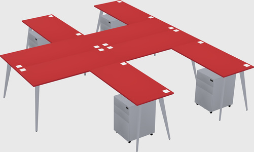 Shared L-shaped Office Desk System