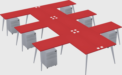Shared l-shaped office desk system