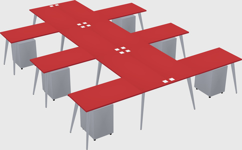 Shared l-shaped office desk system