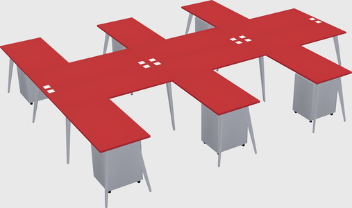 Shared l-shaped office desk system