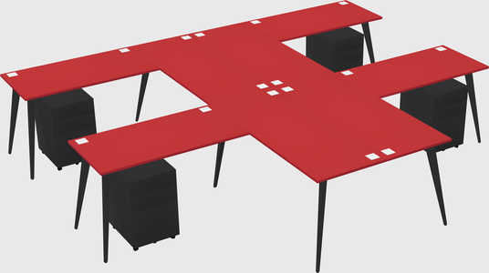 Shared l-shaped office desk system