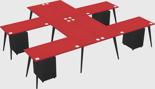 Shared l-shaped office desk system