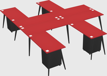 Shared l-shaped office desk system