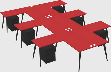 Shared l-shaped office desk system