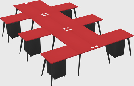 Shared l-shaped office desk system