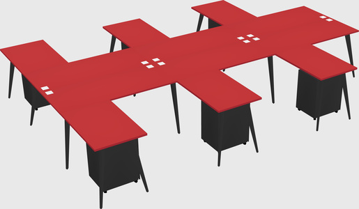 Shared l-shaped office desk system