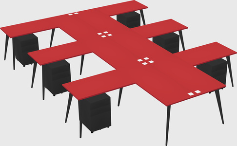 Shared l-shaped office desk system