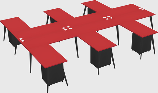 Shared l-shaped office desk system