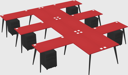 Shared l-shaped office desk system