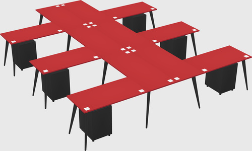 Shared l-shaped office desk system