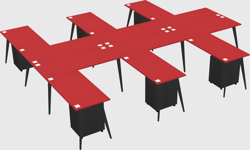 Shared l-shaped office desk system