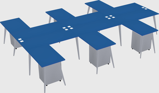 Shared l-shaped office desk system