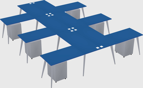 Shared l-shaped office desk system