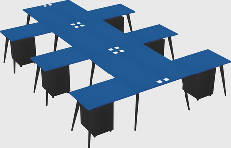 Shared l-shaped office desk system
