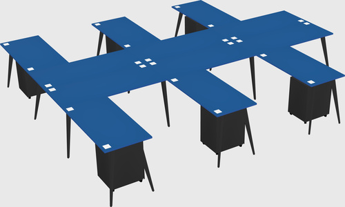 Shared l-shaped office desk system