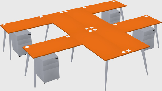 Shared l-shaped office desk system
