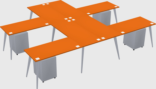Shared l-shaped office desk system