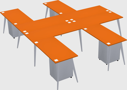 Shared l-shaped office desk system