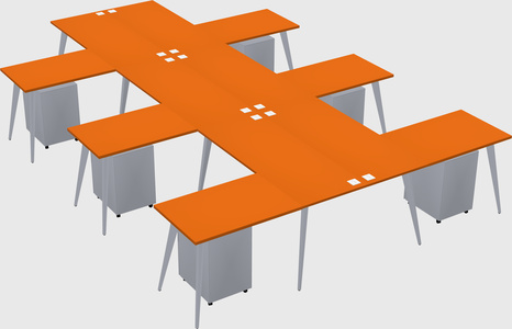 Shared l-shaped office desk system