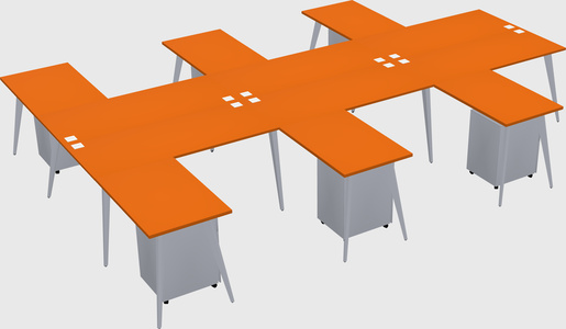Shared l-shaped office desk system