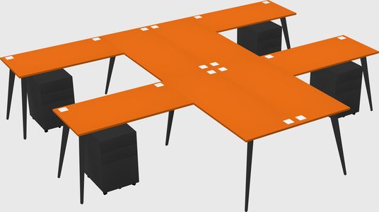 Shared l-shaped office desk system
