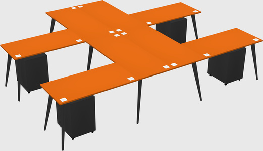 Shared l-shaped office desk system