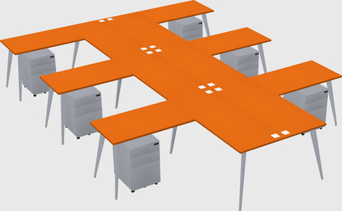 Shared l-shaped office desk system