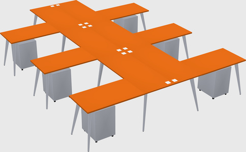 Shared l-shaped office desk system
