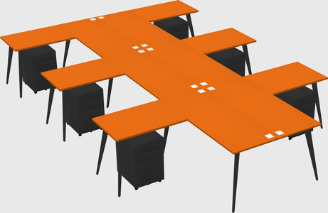 Shared l-shaped office desk system