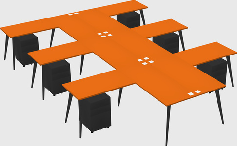 Shared l-shaped office desk system