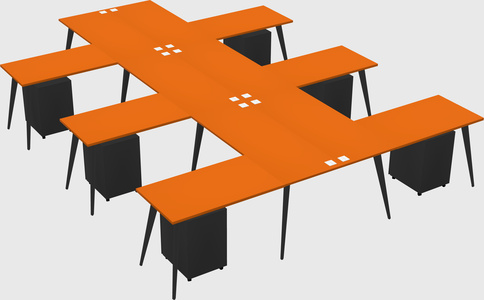 Shared l-shaped office desk system