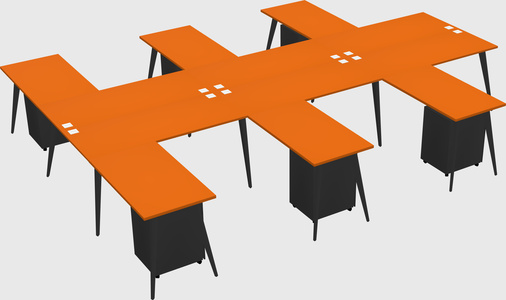 Shared l-shaped office desk system