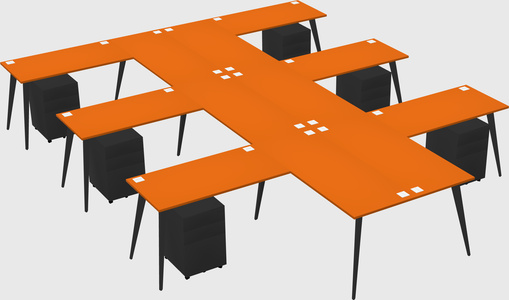 Shared l-shaped office desk system