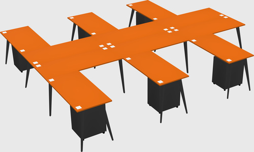 Shared l-shaped office desk system