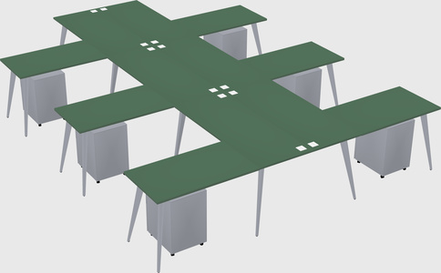 Shared l-shaped office desk system