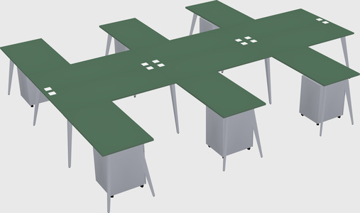 Shared l-shaped office desk system