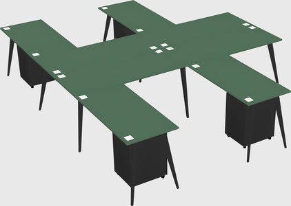 Shared l-shaped office desk system
