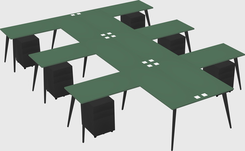 Shared l-shaped office desk system