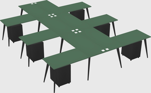 Shared l-shaped office desk system