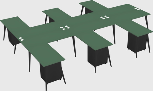 Shared l-shaped office desk system