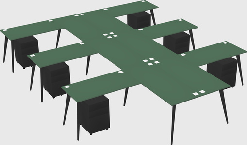 Shared l-shaped office desk system