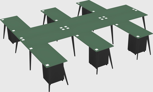 Shared l-shaped office desk system