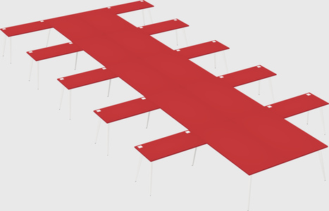 Shared l-shaped office desk system