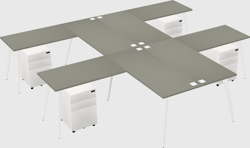 Shared l-shaped office desk system