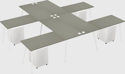 Shared l-shaped office desk system