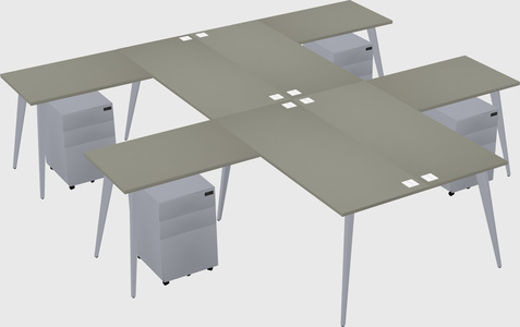 Shared l-shaped office desk system