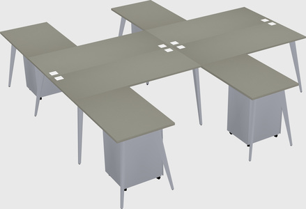 Shared l-shaped office desk system